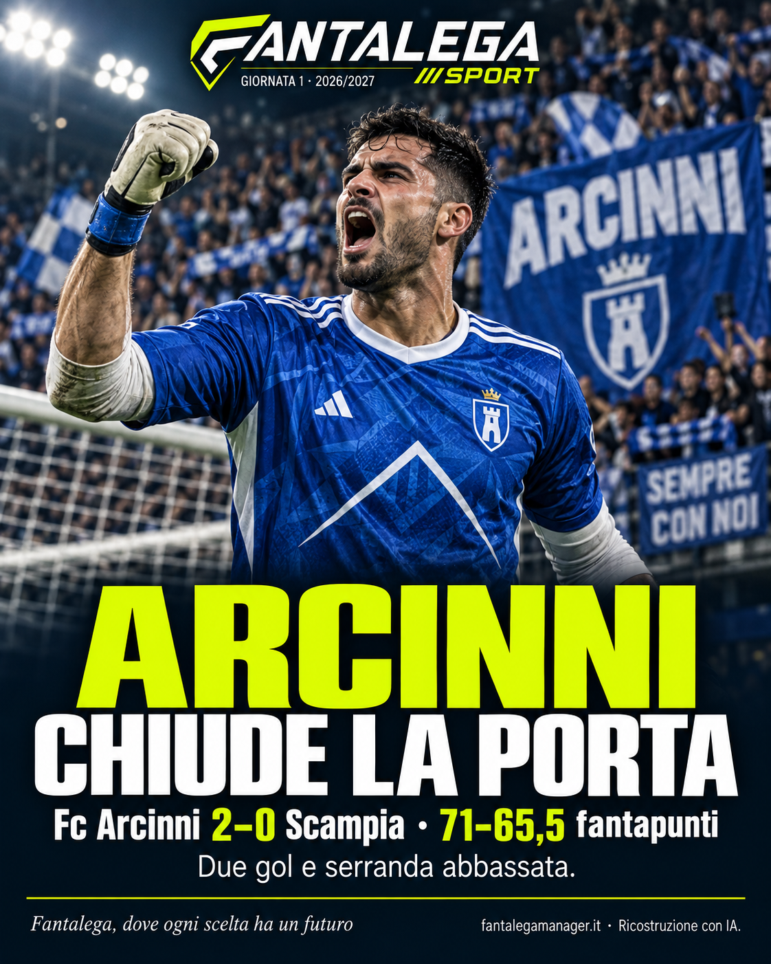 Post Instagram: Arcinni chiude la porta: due gol e serranda abbassata