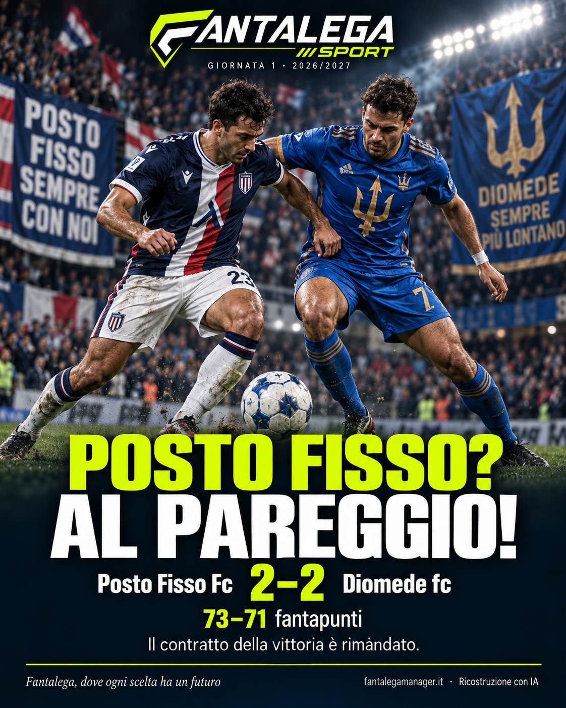 Post Instagram: Posto Fisso? Al pareggio! Con Diomede la vittoria resta senza contratto