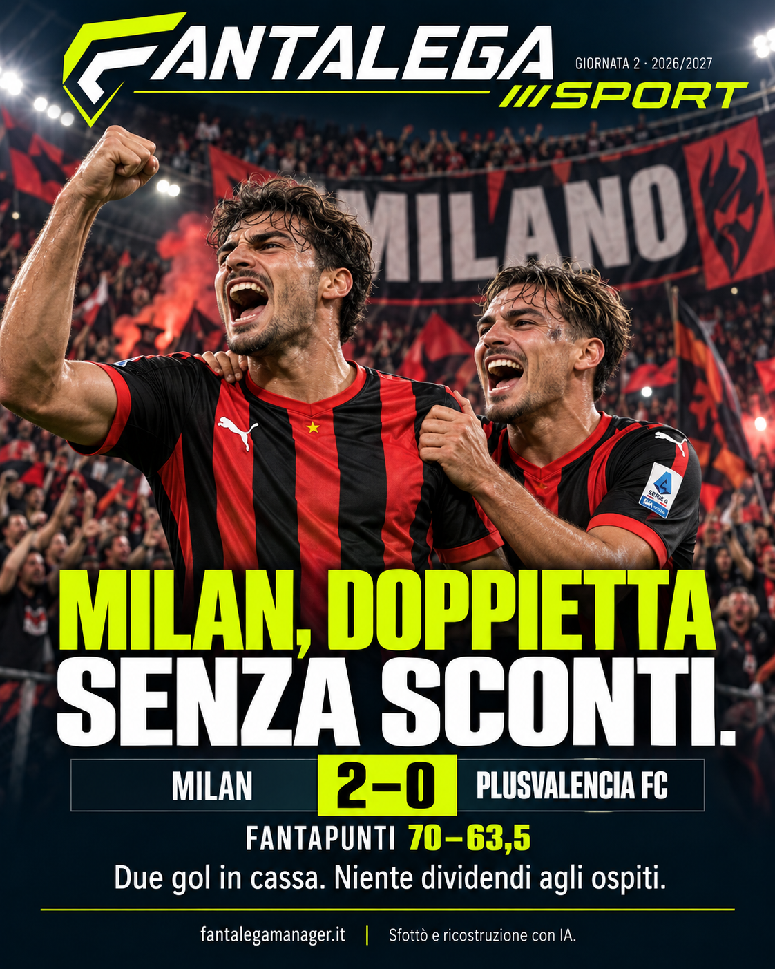 Post Instagram: Milan, doppietta senza sconti